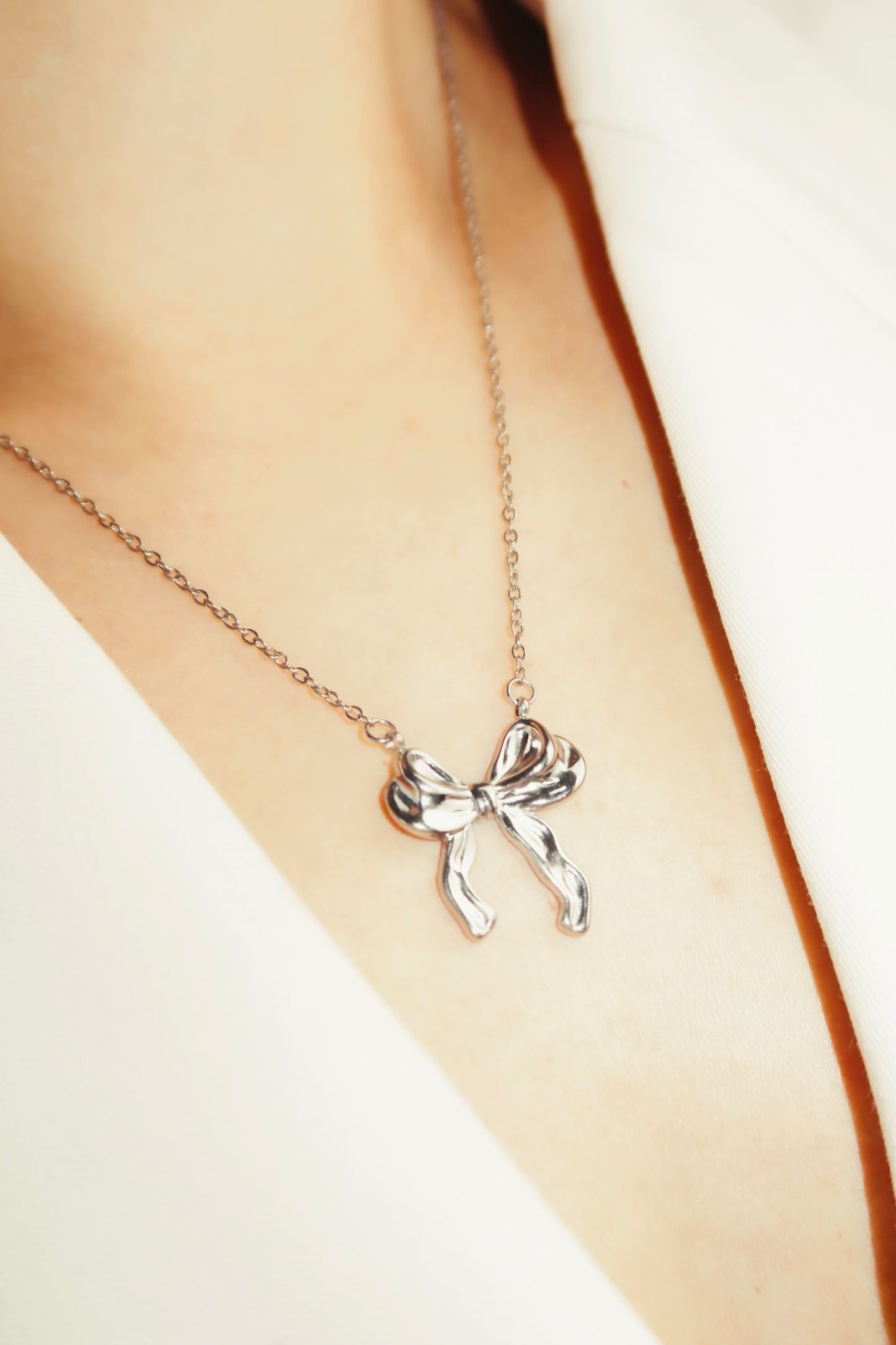 Silver Bow Necklace