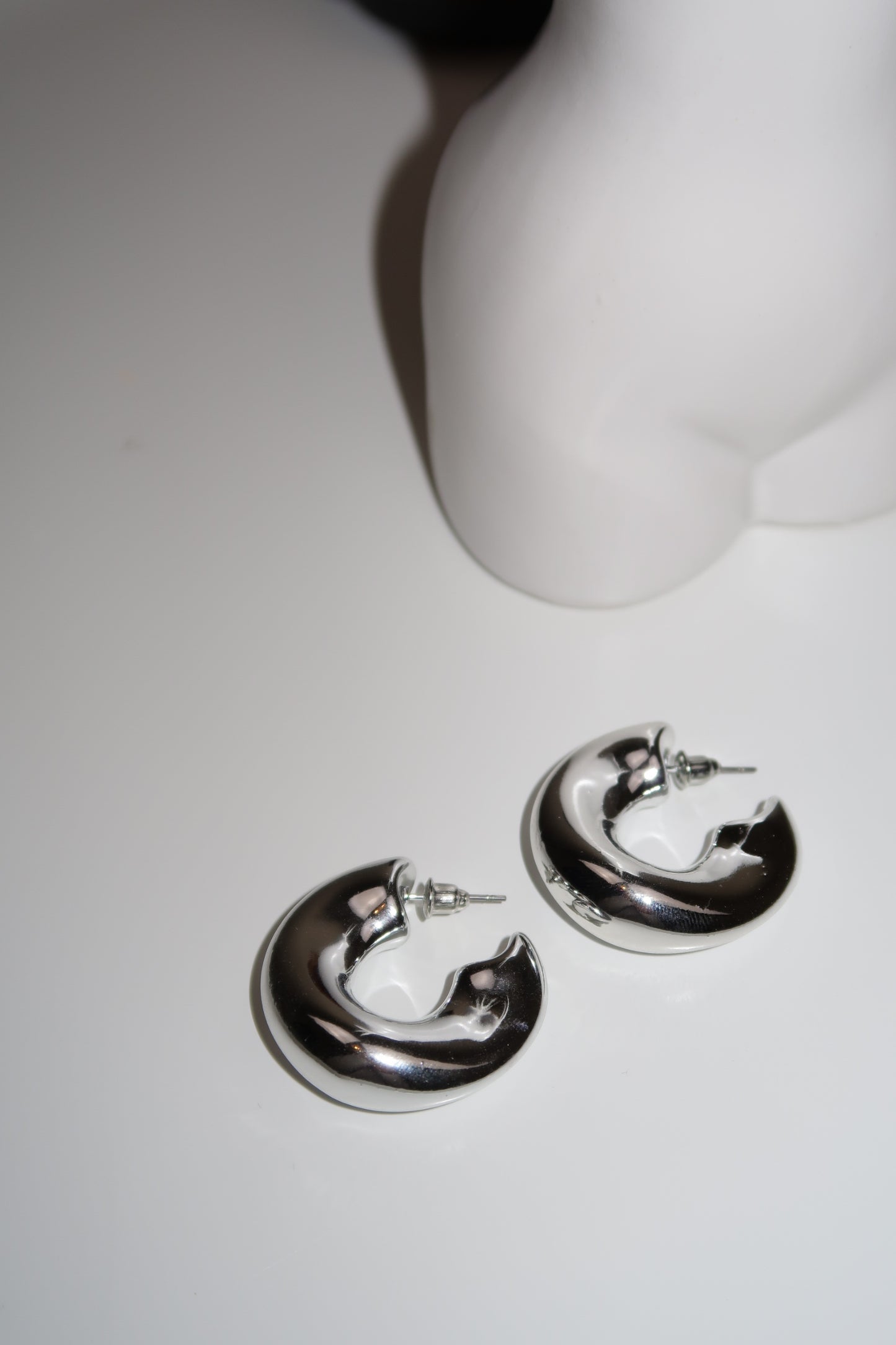 Silver Chunky Hoop Earrings