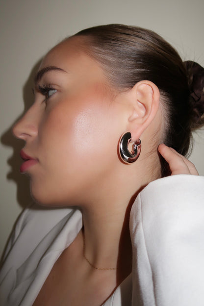 Silver Chunky Hoop Earrings