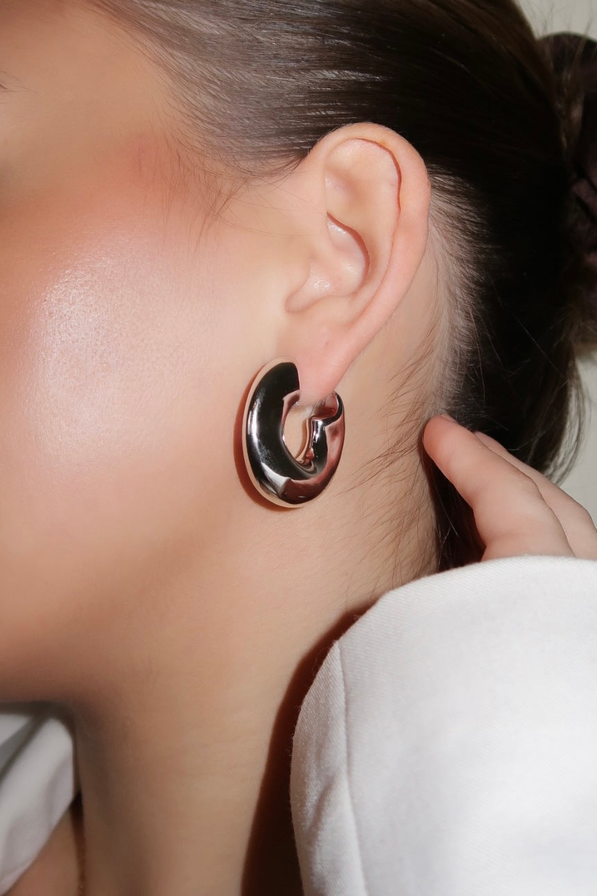 Silver Chunky Hoop Earrings